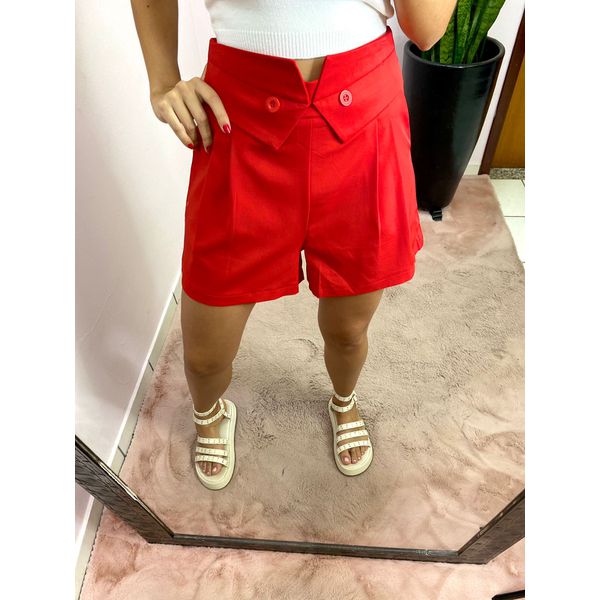 SHORT ALFAIATARIA CÓS TRIANGULAR VERMELHO