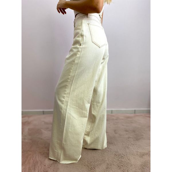 Calça Jeans Wide Leg Com Brilho