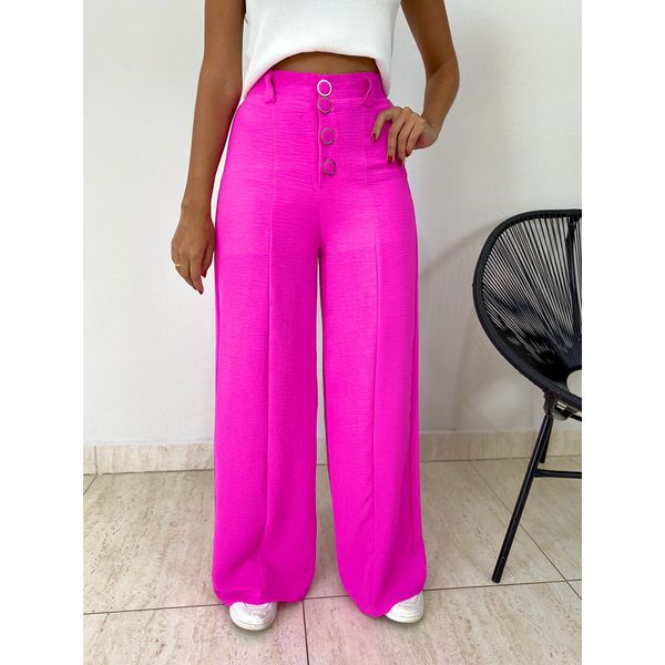 CALÇA PANTALONA CREPE BOTÃO PINK