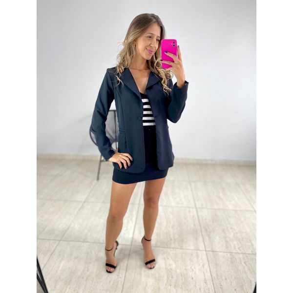 MAXI BLAZER FORRADO PRETO