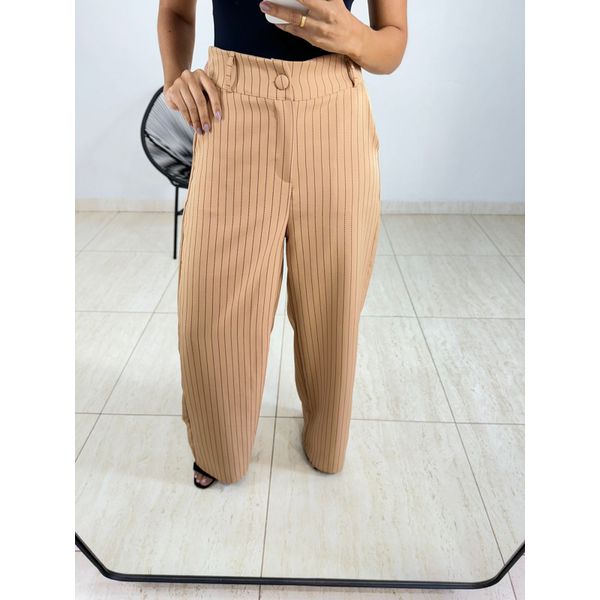 CALÇA PANTALONA RISCA DE GIZ NUDE