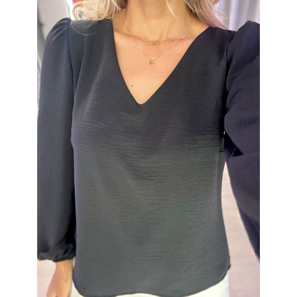 BLUSA CREPE MANGA LONGA PRETO