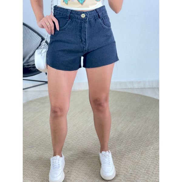 SHORT JEANS CORTE LASER PRETO