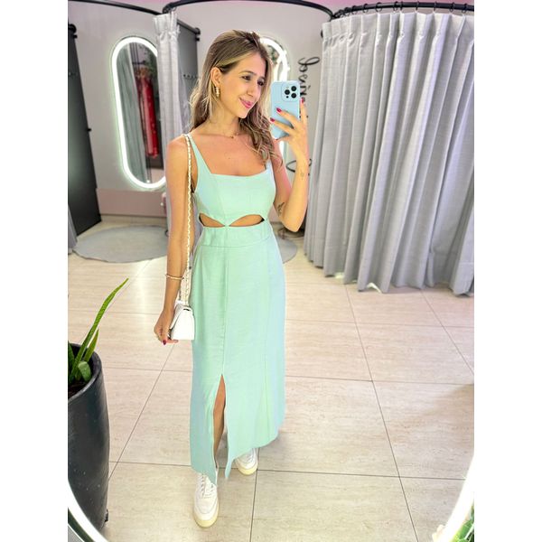 VESTIDO MIDI PAOLA VERDE CLARO