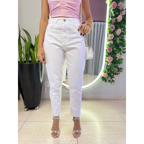 CALÇA MOM LISA BRANCA BRANCO