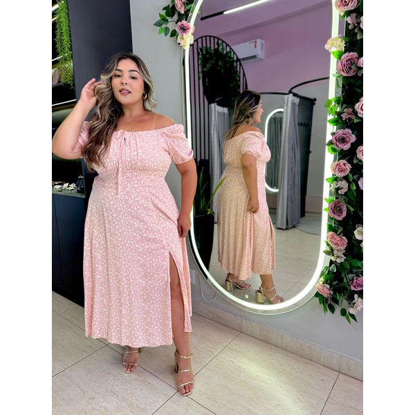 VESTIDO PLUS SIZE VIOLETA MIDI ROSE