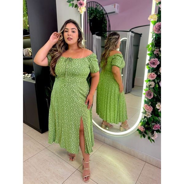 VESTIDO PLUS SIZE VIOLETA MIDI VERDE