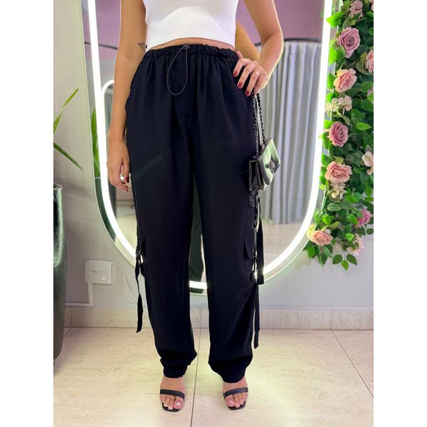 CALÇA CARGO ELASTICO PRETO