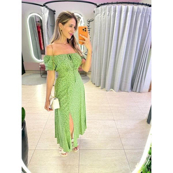 VESTIDO MIDI VIOLETA VERDE CLARO