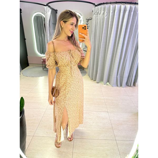 VESTIDO MIDI VIOLETA MARROM