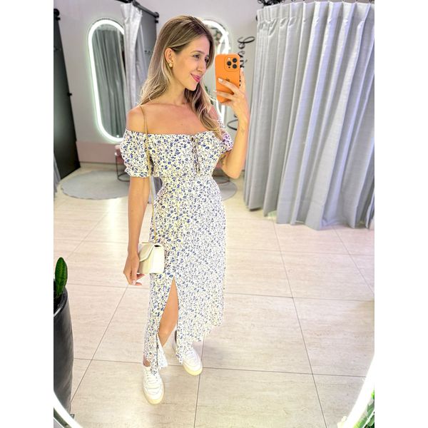 VESTIDO MIDI VIOLETA OFF/ AZUL