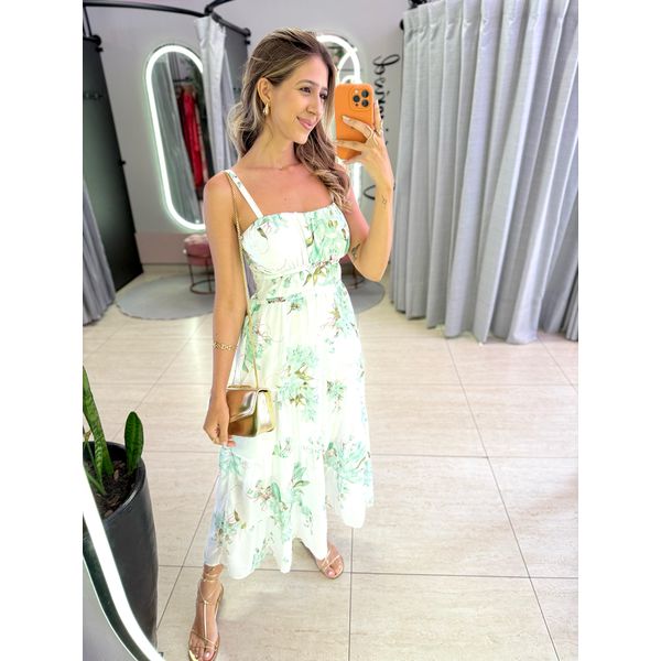 VESTIDO MIDI MILENE OFF/VERDE