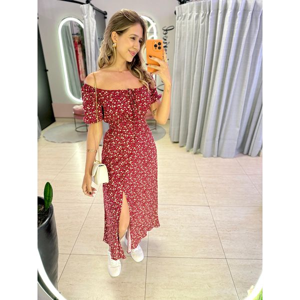 VESTIDO MIDI VIOLETA MARSALA