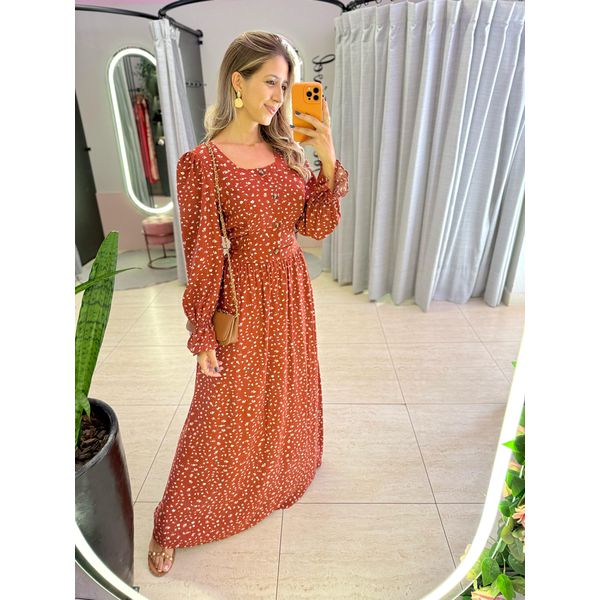 VESTIDO VIVIANE MARROM