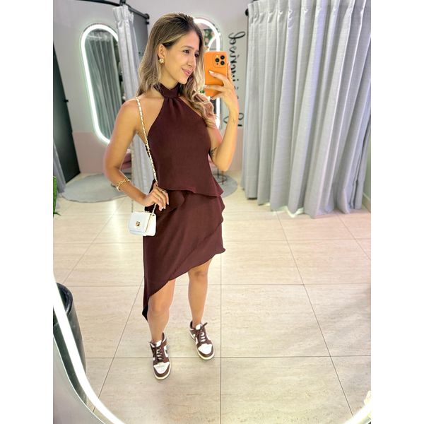 VESTIDO CAROLINE MARROM