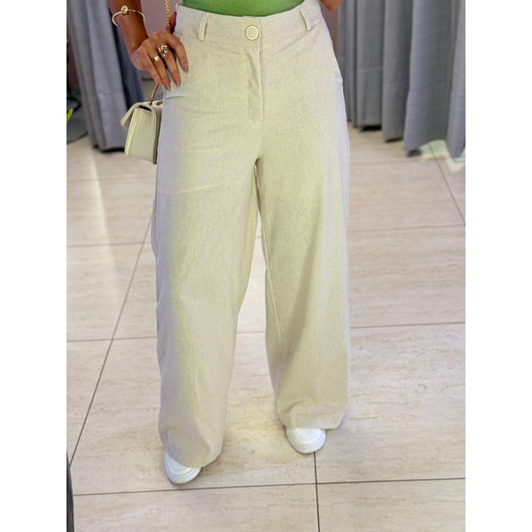 CALÇA PANTALONA LINHO BÁSICA CRU
