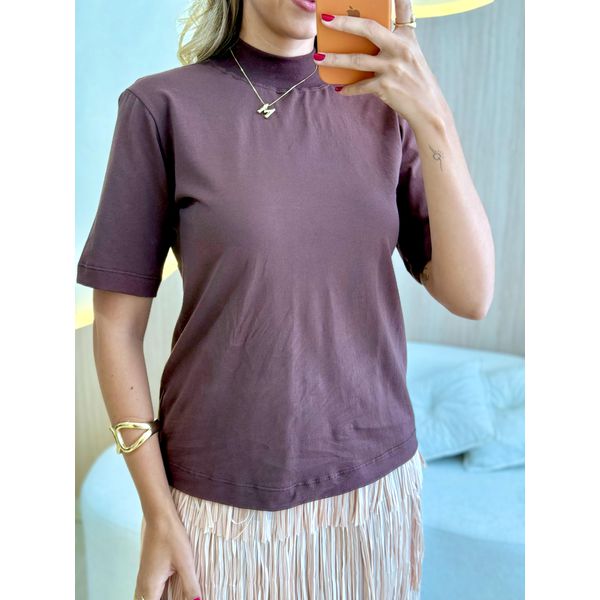 T-SHIRT BÁSICA ALGODÃO MARROM