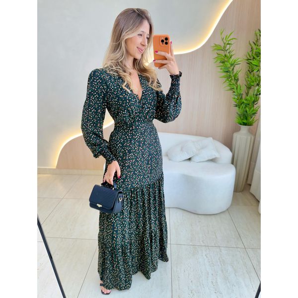 VESTIDO MANGA LONGA VALENTINA PRETO/NUDE