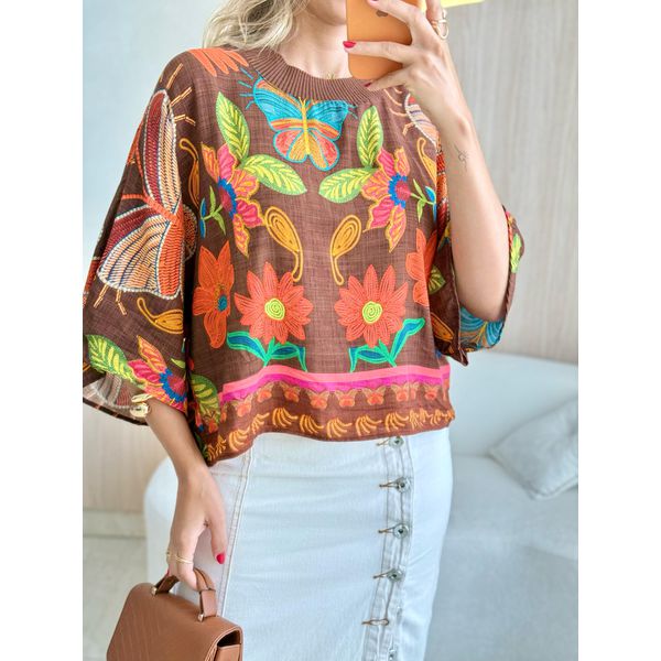 BLUSA CROPPED TATI MARROM