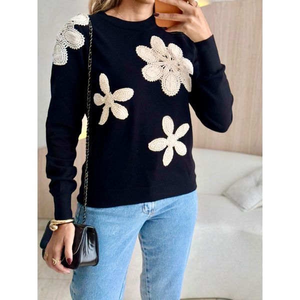 BLUSA TRICOT TAIS PRETO