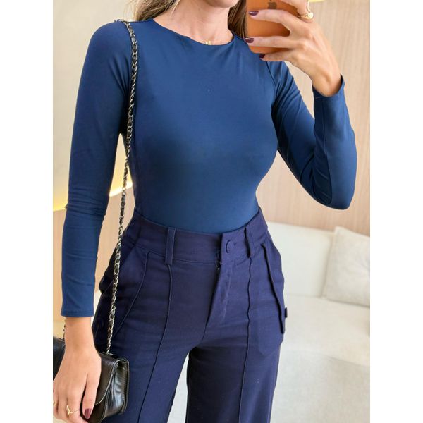 BLUSA BODY POLY AZUL MARINHO