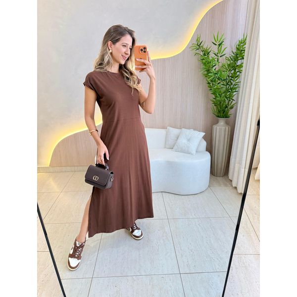 VESTIDO MIDI MAFER MARROM