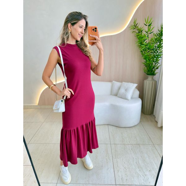 VESTIDO CANELADO TALITA MARSALA