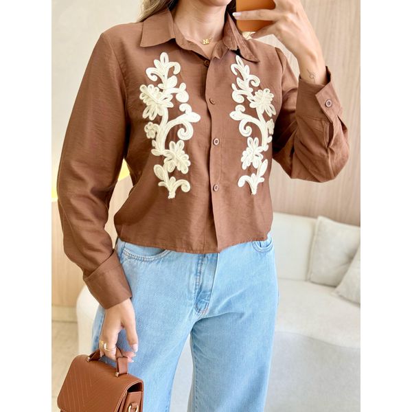 BLUSA CAMISA AURORA MARROM