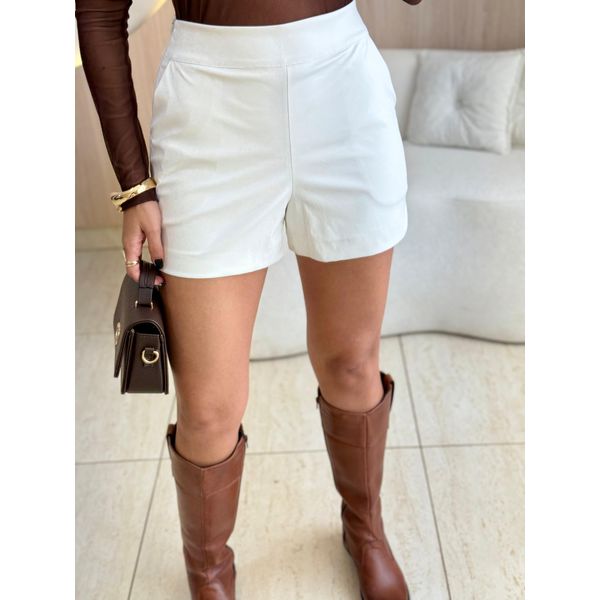 SHORT COURINO ZÍPER LATERAL BRANCO