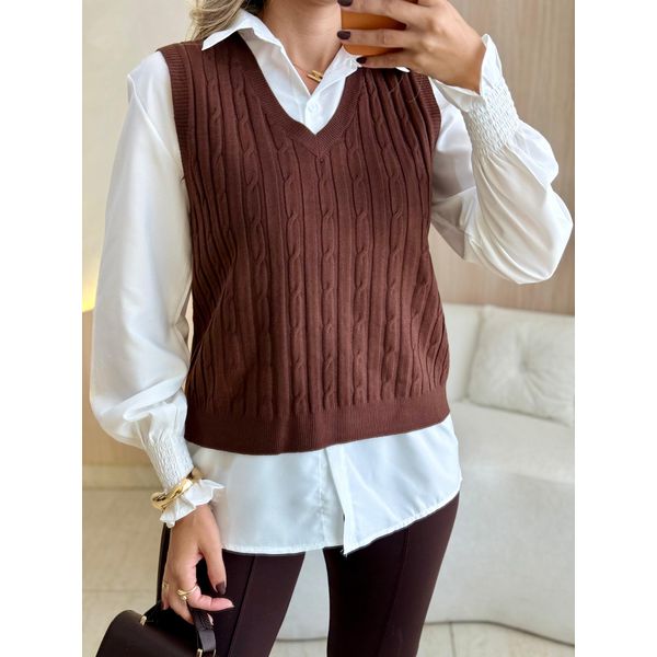 CONJUNTO CAMISA ESTELA MARROM