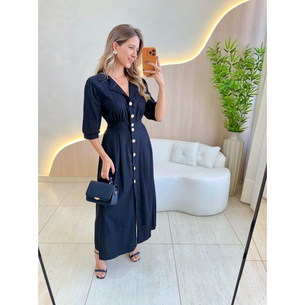 VESTIDO LINHO SHEILA PRETO