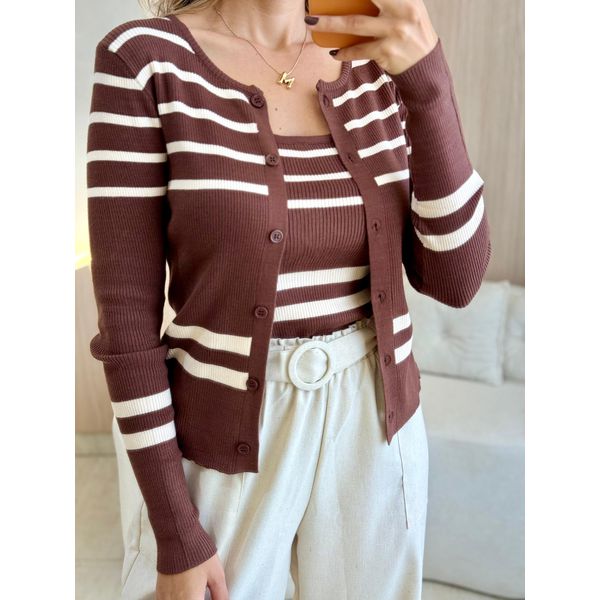 CONJUNTO TRICOT DANUBIA MARROM