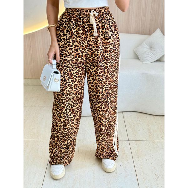 CALÇA PANTALONA LISTRAS LATERAL ONÇA