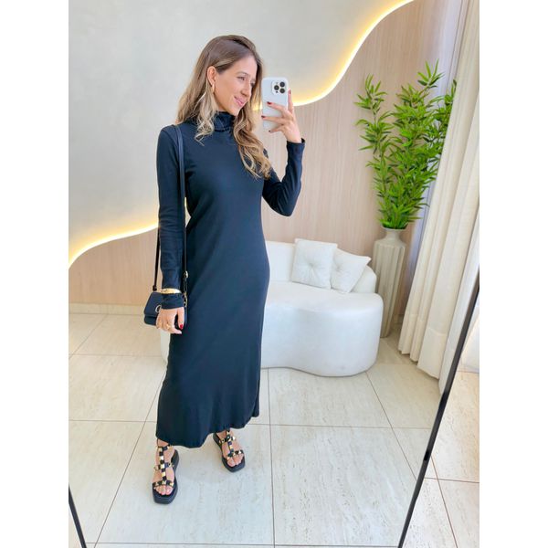 VESTIDO MANGA LONGA OHANA PRETO