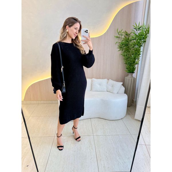 VESTIDO TRICOT MOUSSE LIVIA PRETO