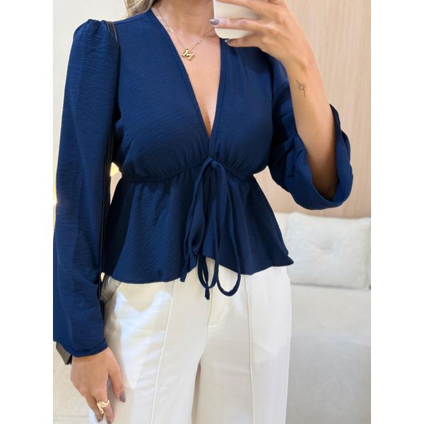 BLUSA MANGA LONGA ISIS AZUL MARINHO