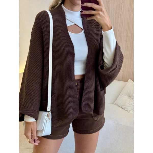 BLUSA CARDIGAN DAIA MARROM