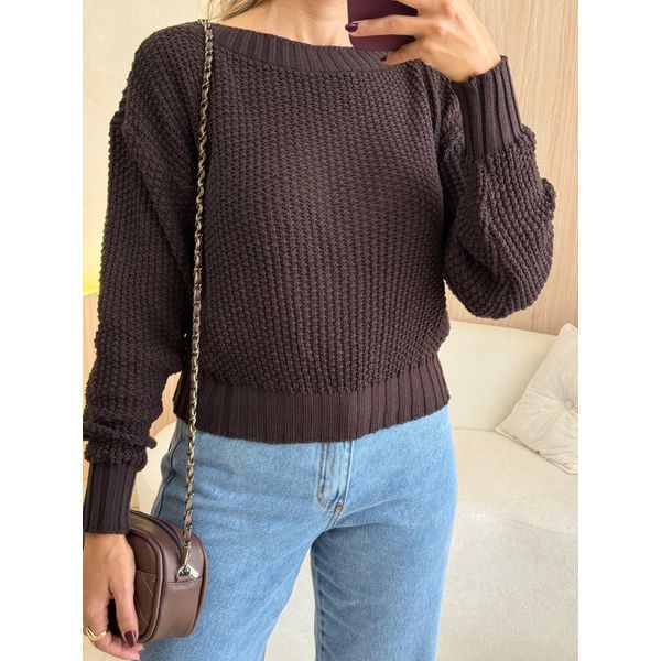 BLUSA TRICOT JAQUELINE MARROM