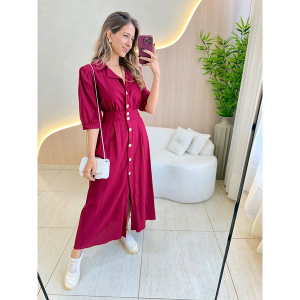 VESTIDO LINHO SHEILA MARSALA