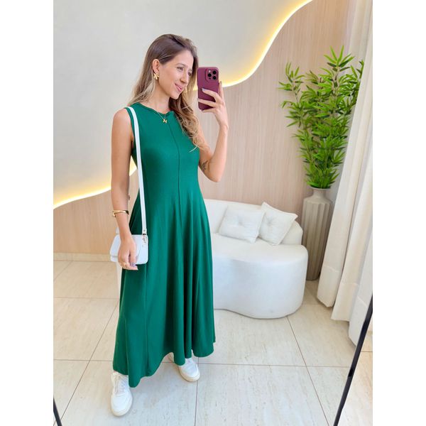 VESTIDO YASMIN CANELADO VERDE BANDEIRA