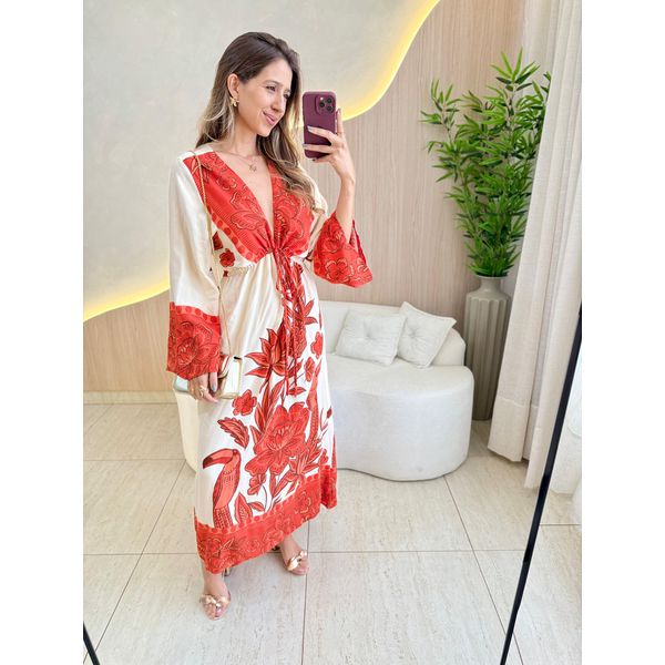 VESTIDO ESTAMPADO ISADORA VERMELHO
