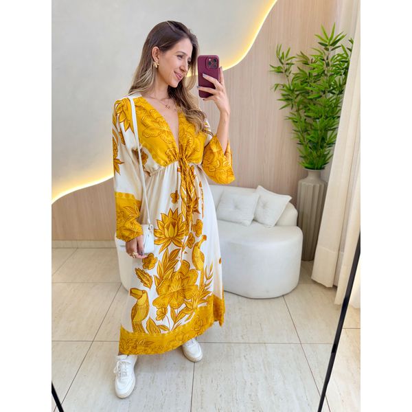 VESTIDO ESTAMPADO ISADORA AMARELO