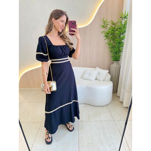 VESTIDO MIDI ELISA PRETO