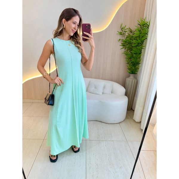 VESTIDO YASMIN CANELADO VERDE MENTA