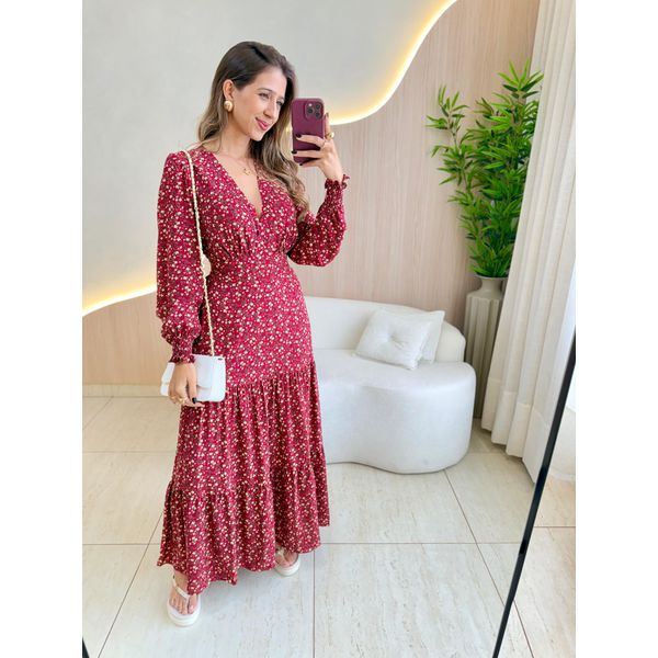 VESTIDO MANGA LONGA VALENTINA MARSALA