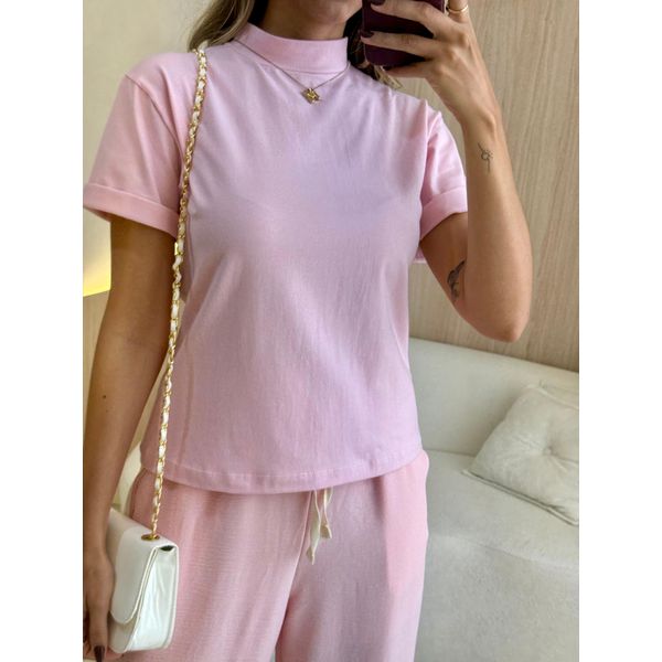 T-SHIRT BÁSICA ALGODÃO ROSA