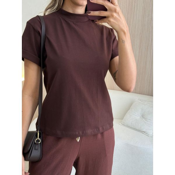 T-SHIRT BÁSICA ALGODÃO MARROM