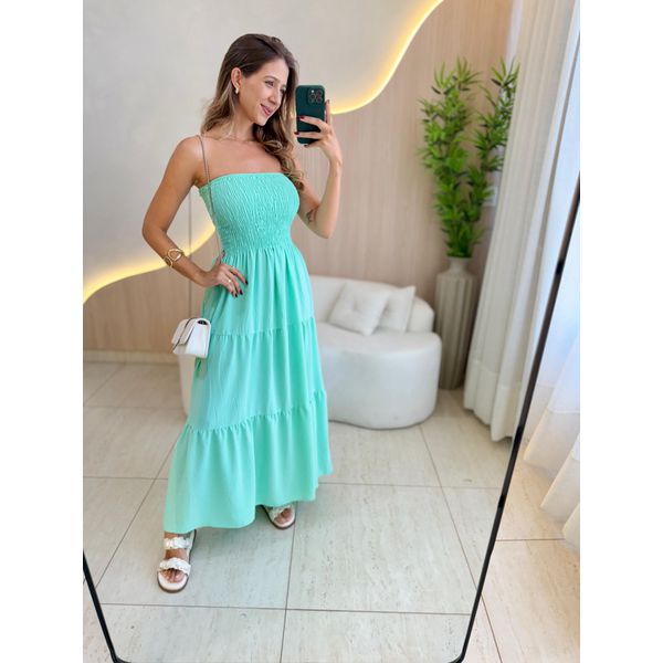 VESTIDO MIDI ÁGATA VERDE AGUA