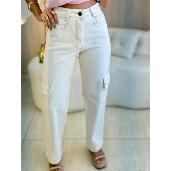 CALÇA JEANS CARGO OFF