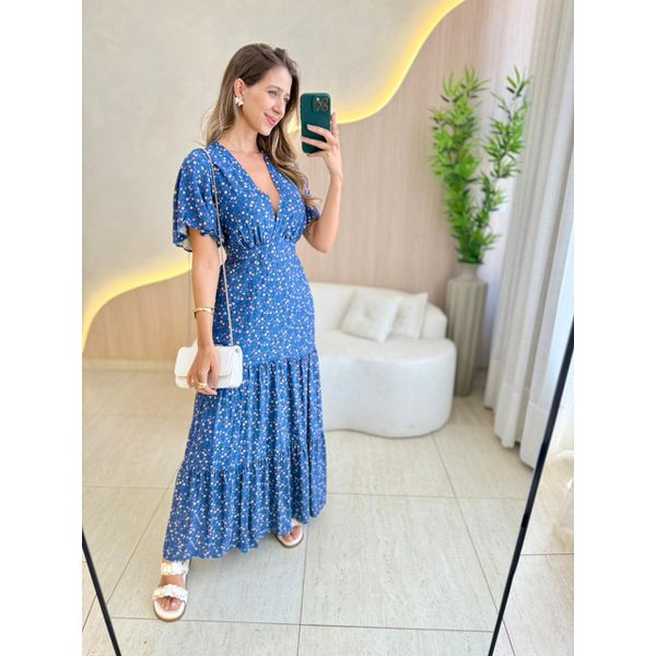 VESTIDO VALENTINA MANGA CURTA AZUL